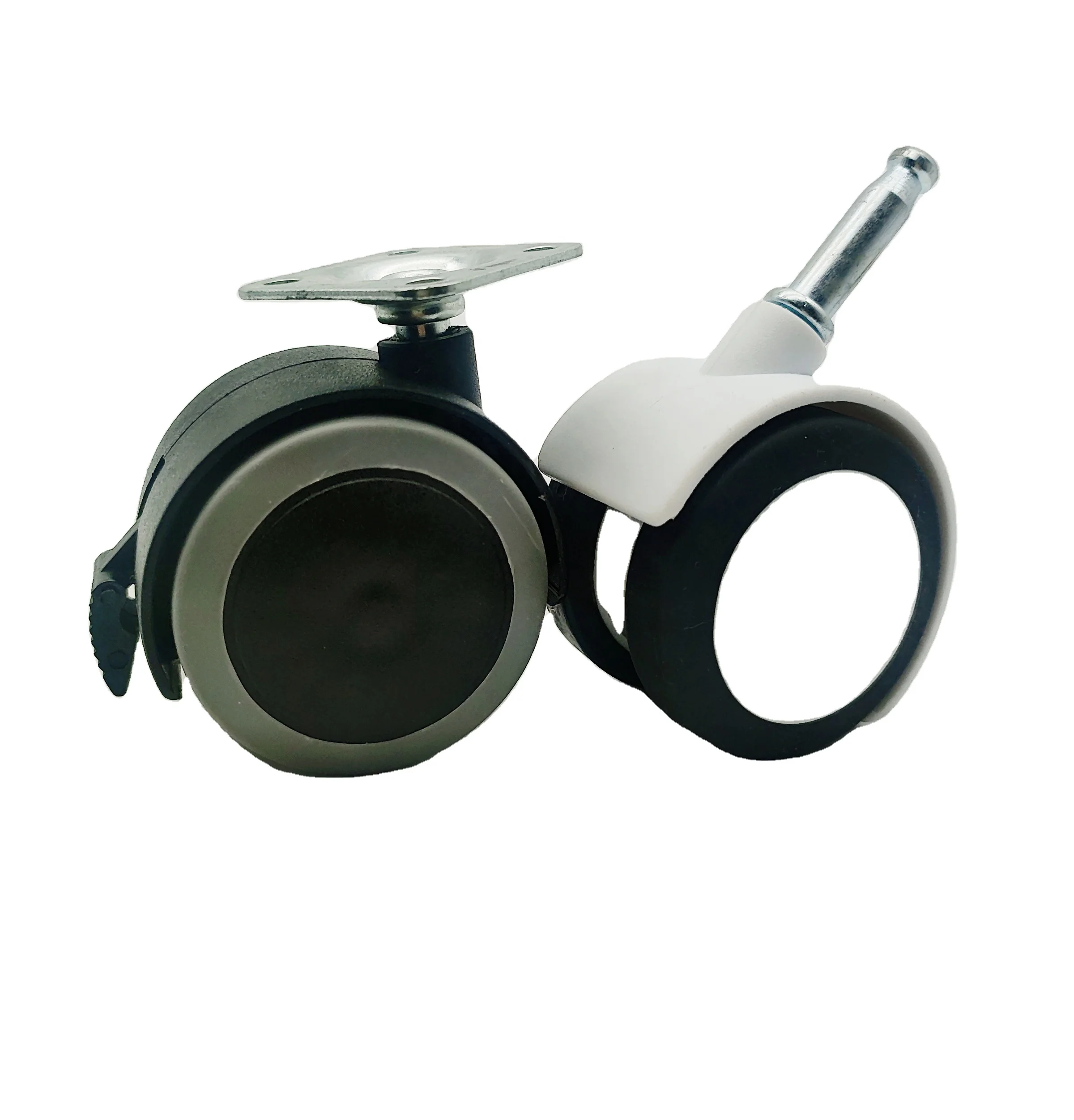 Modern 50mm Nylon PU Plastic Swivel Caster Office Chairs Furniture Wheels Replacement School Living Room Threaded Stem Top Plate