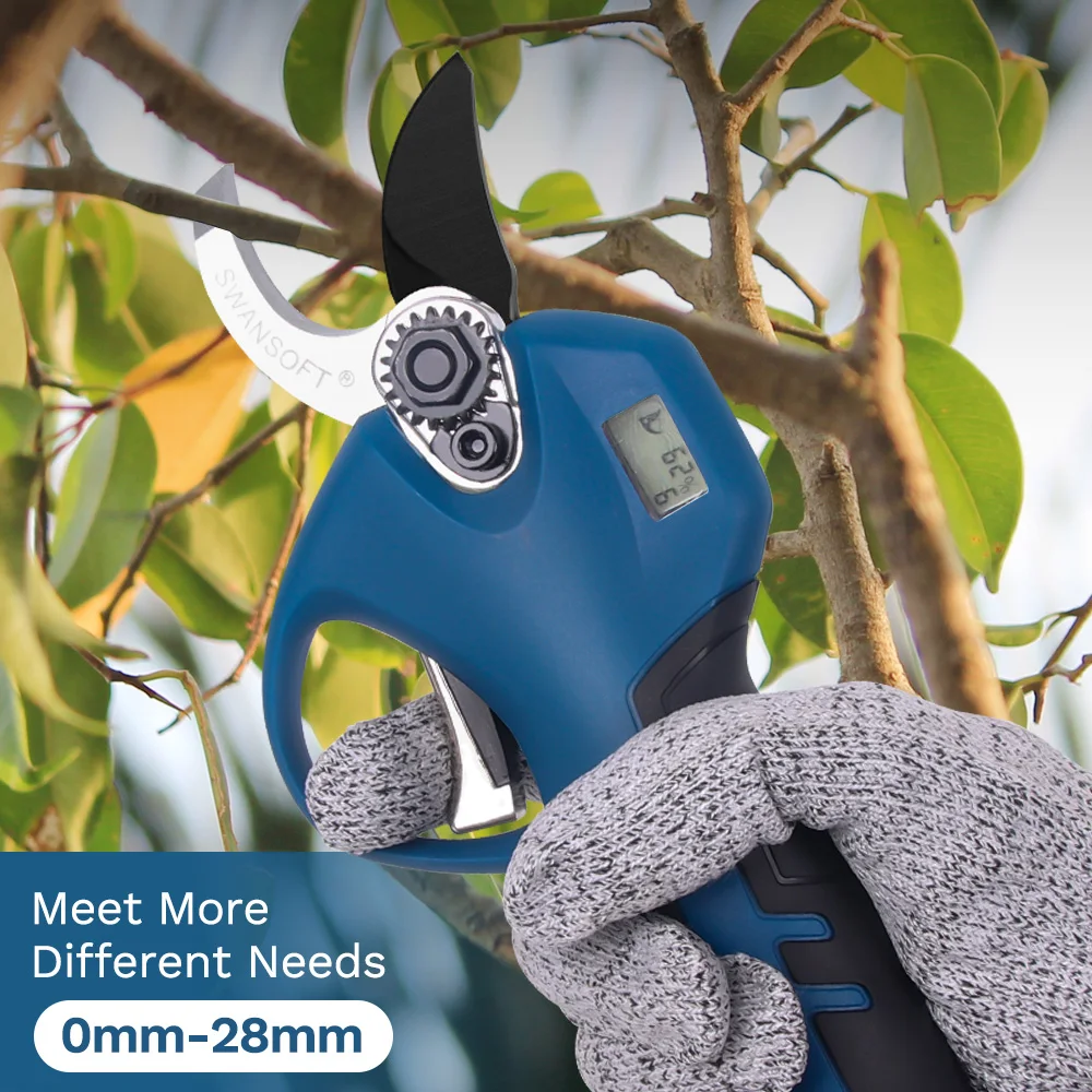 Pru-28 28mm Rechargeable Electric Tree Trimmer Battery Powered Hedge Cutter Electric Pruning Shears Scissors