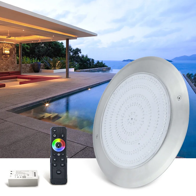 Huaxia 8mm Slim Flat 18W RGB smartphone IP68 Underwater Light Resin Filled Led Swimming pool lamp LED Piscina