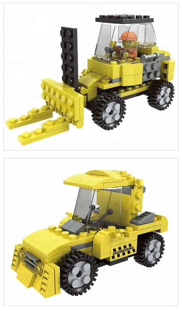 JIESTAR TOYS town series 136 pcs children diy small engineering excavator model moc construction building toy with figures