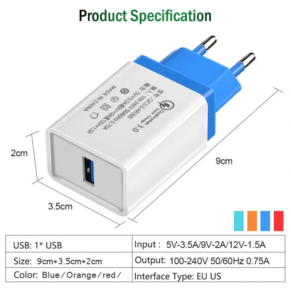  Wholesale QC 3.0 Quick Charge USB Charger 3.1A Home Fast Charging For Samsung S20 Note10 Huawei Xiaomi Single