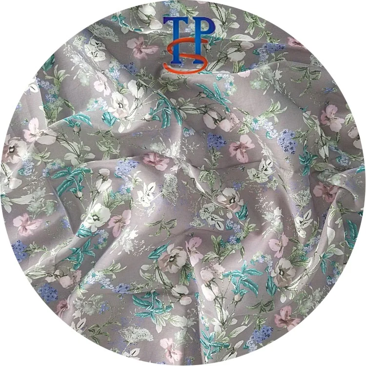 
Customizable broken flowers printed silk cotton fabric 
