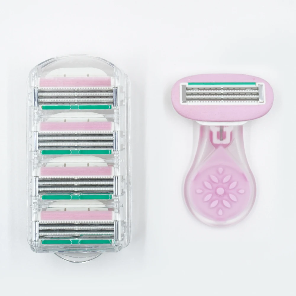 LiYi Women System Safety Razor Custom Color Lady Hair Exfoliating Razors Removable Head 5 blades Reusable Razor