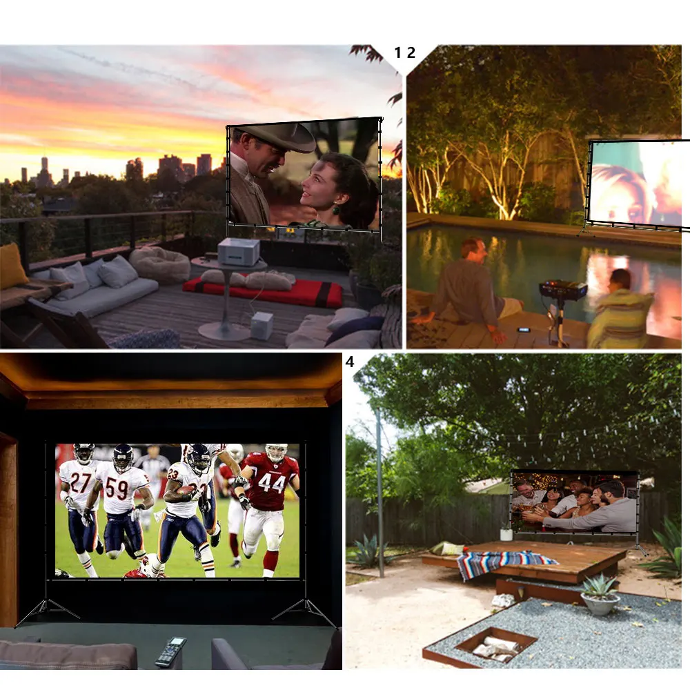 OEM fabric 120inch screen projector portable floor pull up projection screen