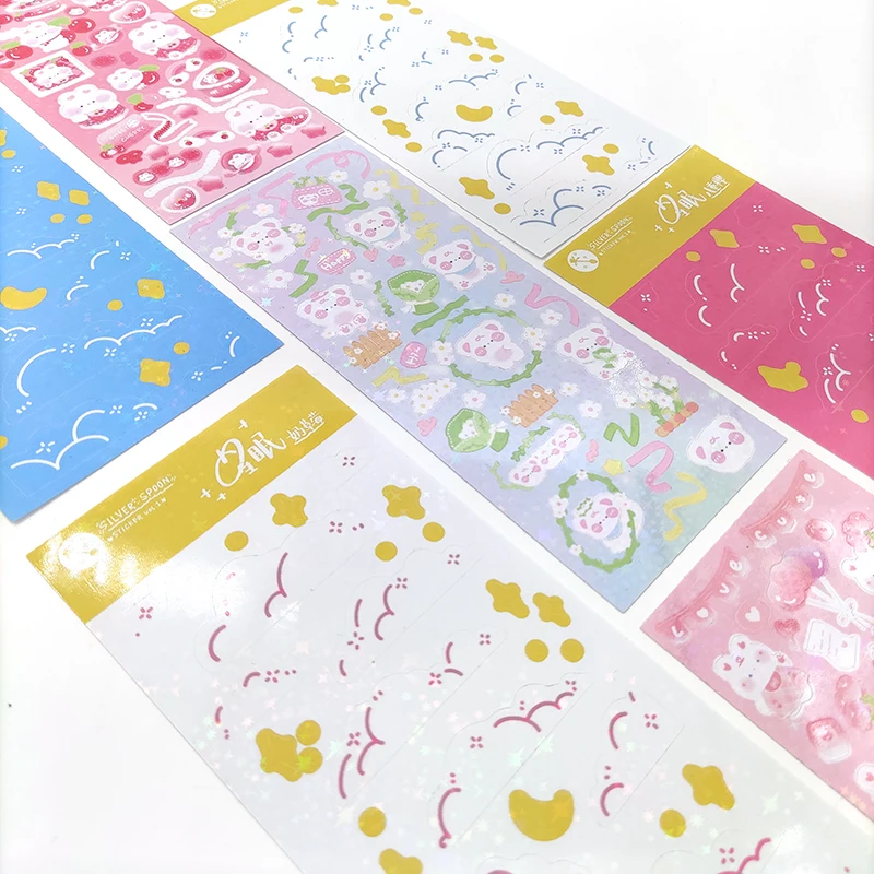 Wholesale Custom Design Printing Logo Waterproof Adhesive Kawaii Stationary Kiss Cut Stickers Sheets