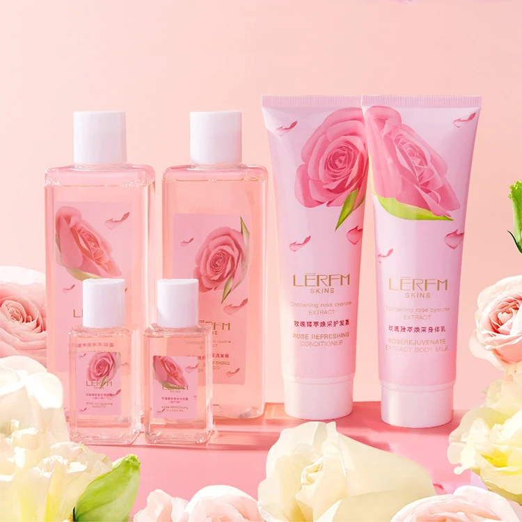  OEM Private Label Moisturizing Body Care Bath Gift Spa Kit Set Lotion Rose Extract Shampoo