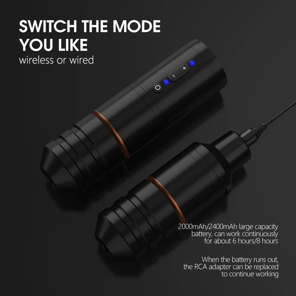 Ambition Ninja Pro 2400mAh Battery Professional Wireless Rotary Tattoo Pen Machine Complete Full Set Kit for Body Art