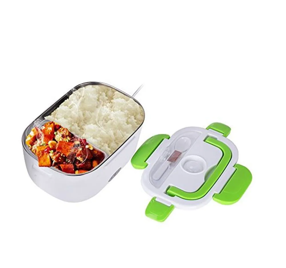 Electric Lunch Box 304 Stainless Steel Inner Pot Lunch Box Set Portable Heated Food Warmer Box 12V/24V/220V for Office/Car/Truck