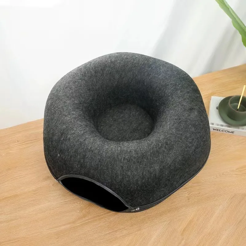 Round Cat Cave Donut Cat Hole Play Interior Cat Hideout Peekaboo Oversized Cave