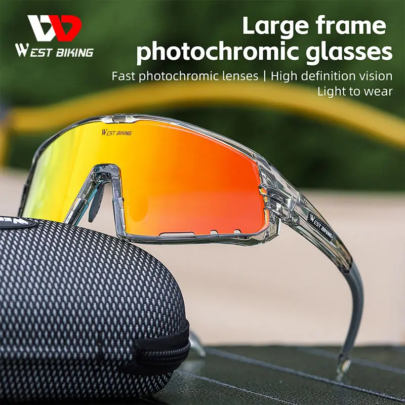 Фотохромные очки в большой оправе для езды на Западном велосипеде удобные легкие высокой четкости подходящие близорукости