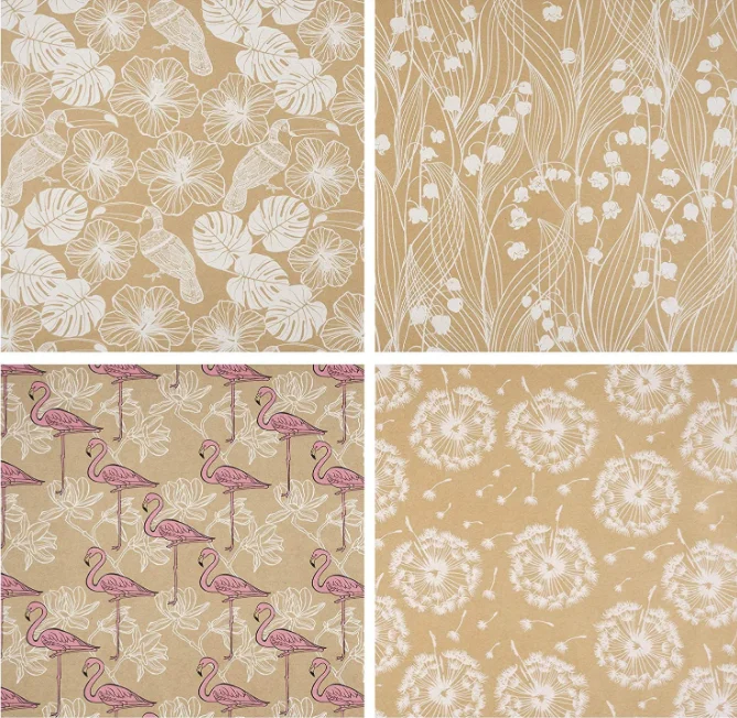 Bird Design CMYK Printing Kraft Gift Wrapping Paper