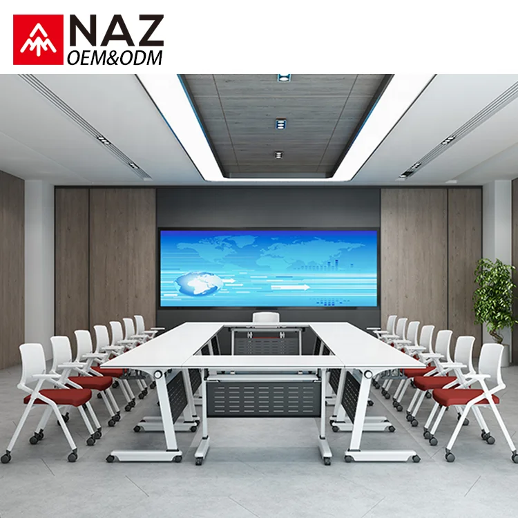 
Wholesale school furniture flip-up training table with castors for lecture 