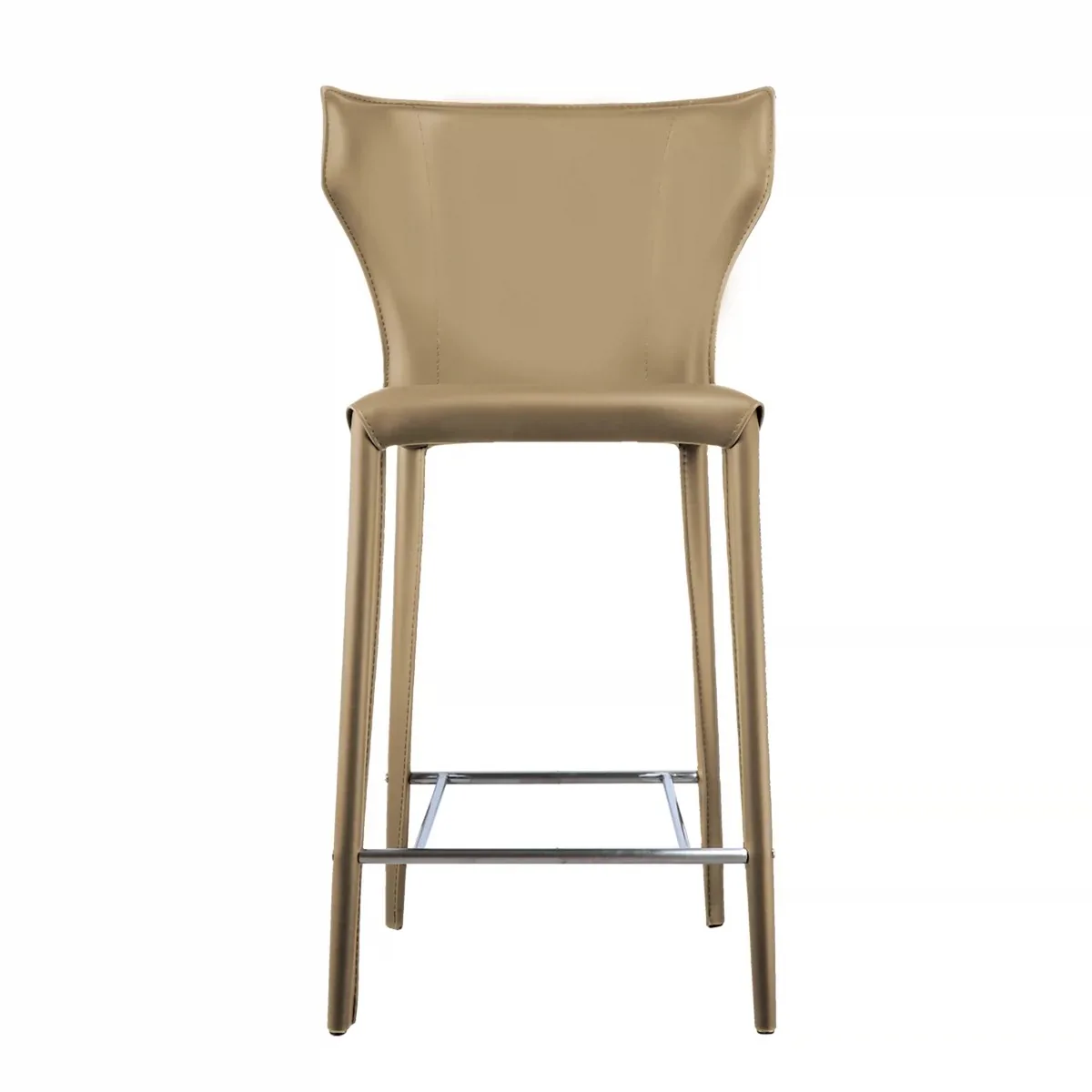 Stainless Steel Footrest Wing Back Saddle Leather Counter Height Chair Bar Leisure Chair In China