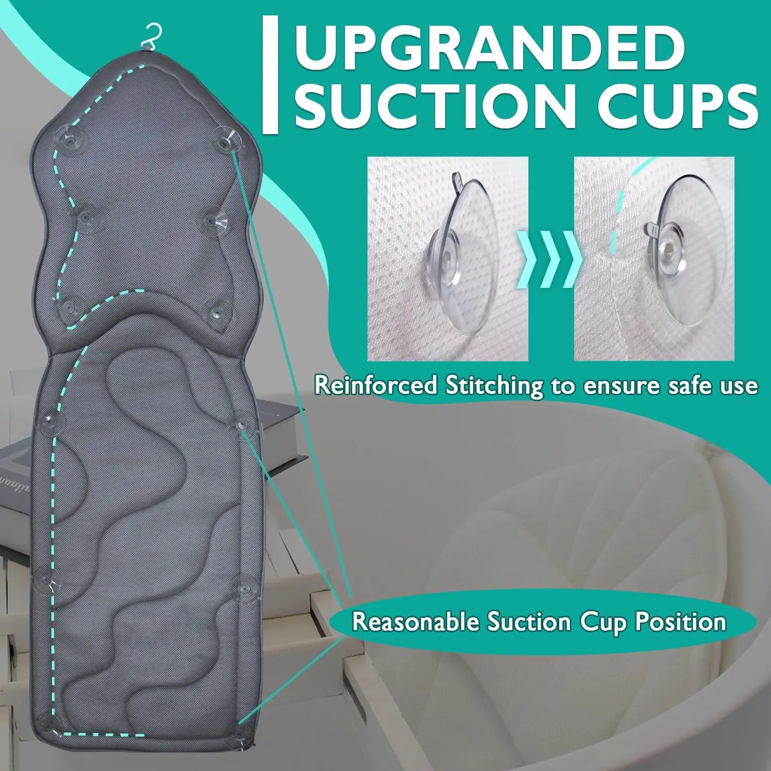 Luxury Thick Full Body Bath Pillows Mat Cushion for Bathtub Headrest Neck Shoulder Support Relaxation Spa Accessories