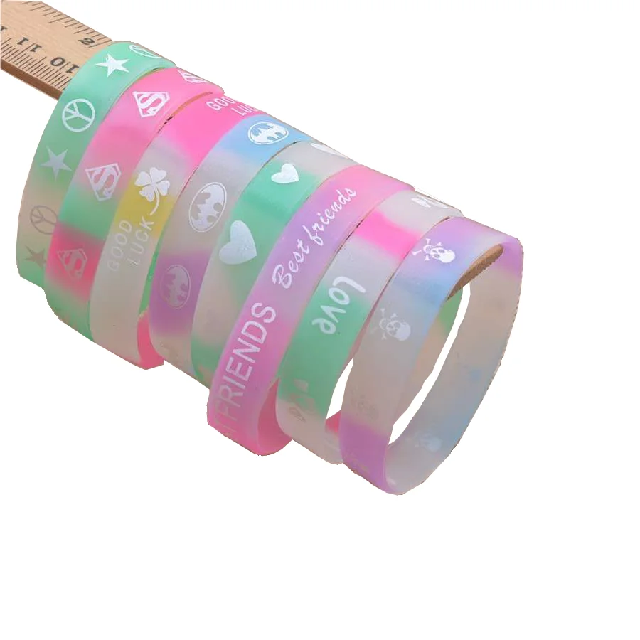 Custom Silicone Wristband Custom Luminous Glowing The Dark Silicone Bracelet Wristband Printed Brand Logo Wristband