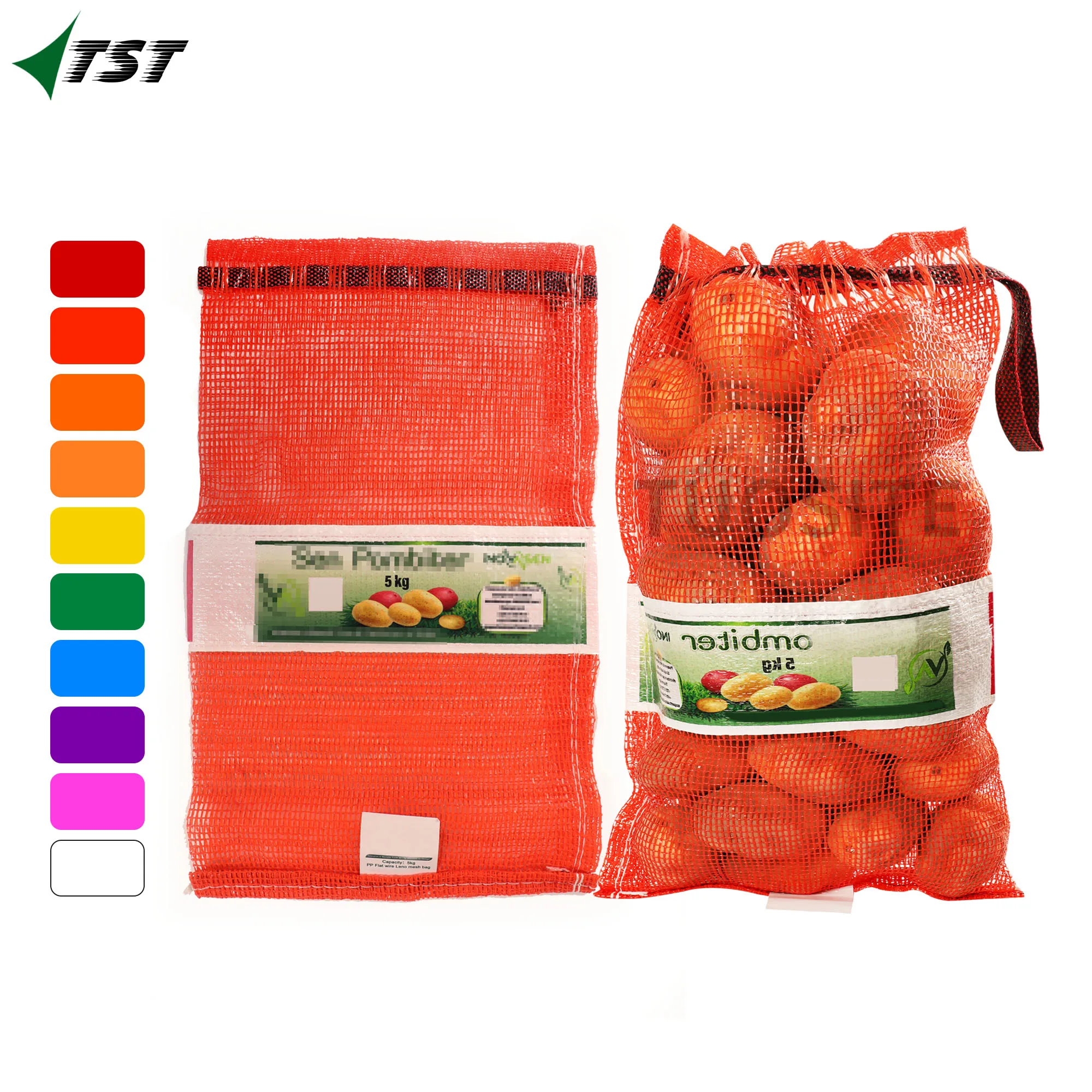 PP Sewing Mesh Bag with Logo  Printing Vegetable Woven Mesh Bag