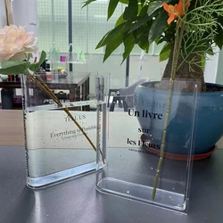 2023 Hot selling Nordic Luxury Crystal Acrylic Vases For Wedding Center Table Book Shaped Flower Acrylic Vase