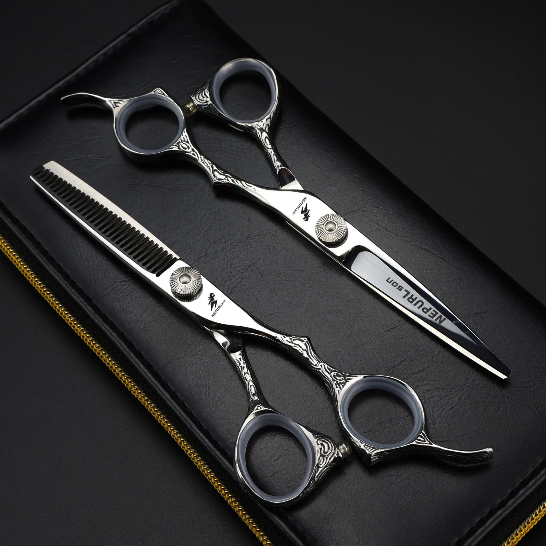 Ножницы NEPURLson для парикмахера 6 0 дюйма серебристо-белое кольцо на палец модный дизайн плоские ножницы волос