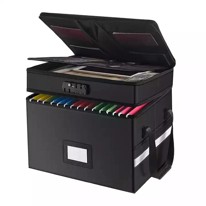 Custom Logo File Storage Document Case Cabinet for Legal Size 2 Layer File Box Organizer Fireproof Document Box with Lock