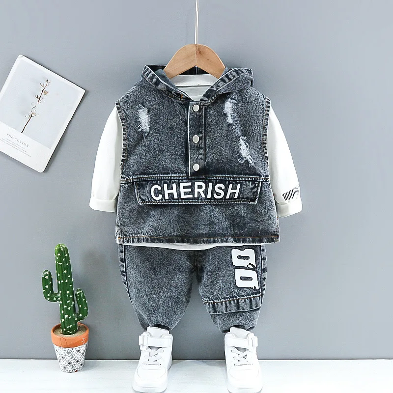 Jeans Hoodie 3 Pieces Set Kids Clothes for 4 Year Old Boys
