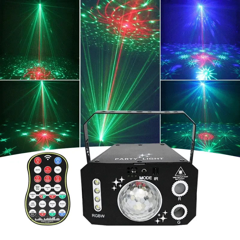 New 7 eyes laser decorated Lamp RGBW beam projectorDJ lazer Lights stage dj disco Ball Light for night club party lighting Xmas