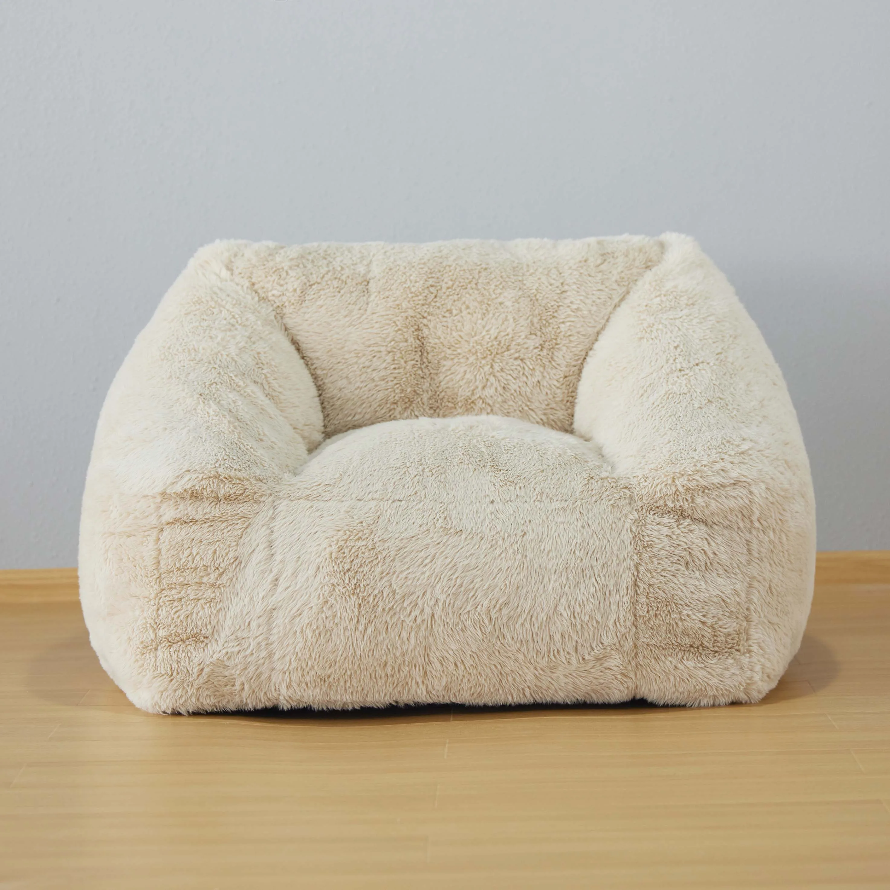 Factory Sale Lazy Sofa Furniture Nordic Style Living Room Hotel Single Sofa Long Fur Fabric Bean Bag Compressed Lounge Sofa