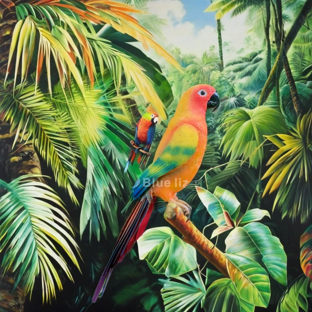 Blue Lizard Realistic Large Animatronics Animal Live Size Woolly Animatronic Parrot Sun Conure Model for Children Park