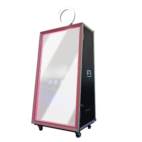2024 Digital Mirror Booth Hot Sale Circle Mirror Photo Booth for Wedding & Events Compatible with Cameras iPads SLR Smartphones
