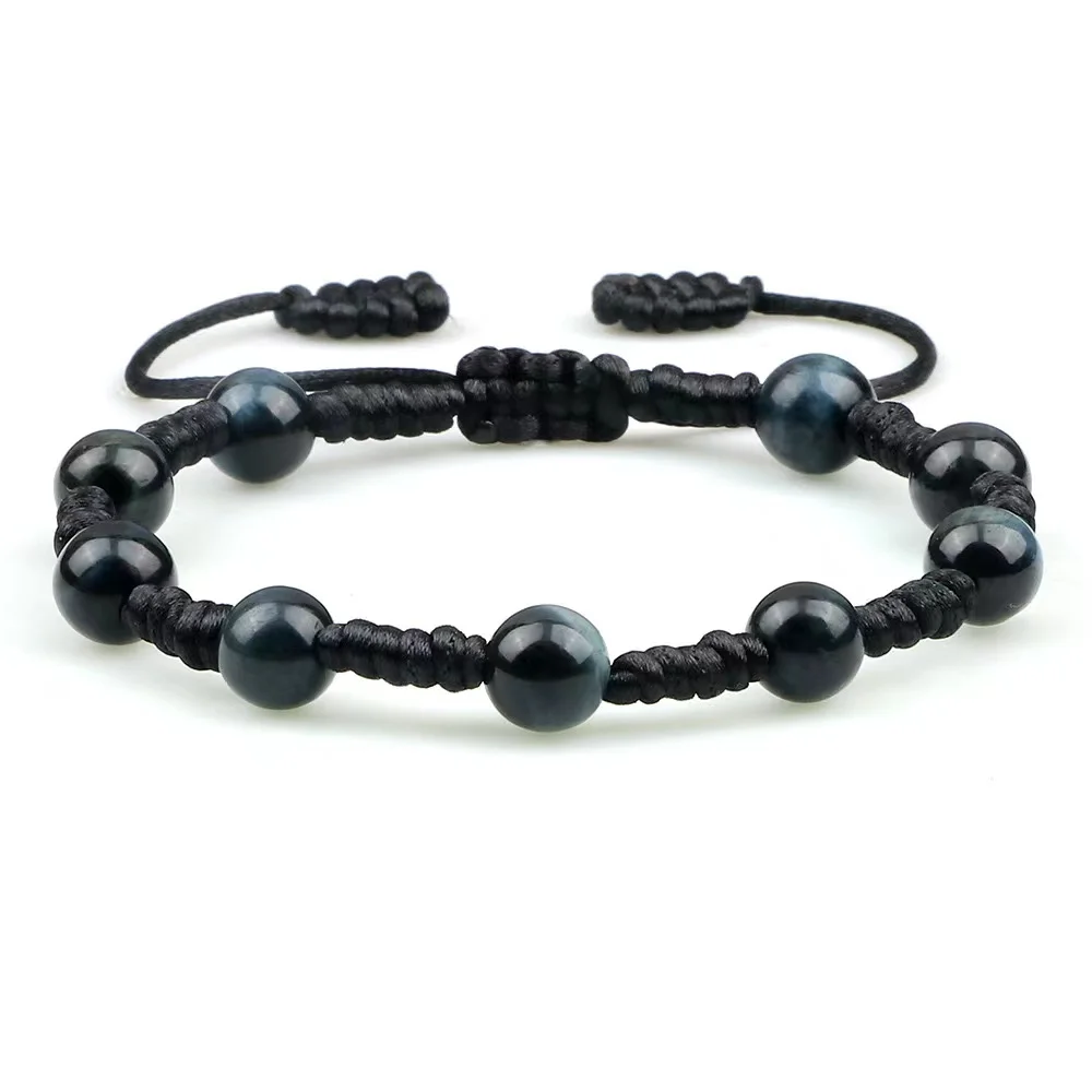 Fashion Opal Stone Jewelry Men Rope Adjustable Black Cat Eye Bracelet