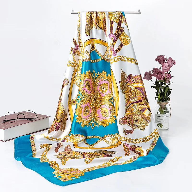 2021 Large silk scarf fashion custom printing women twill silk scarf 90cm*90cm square scarves