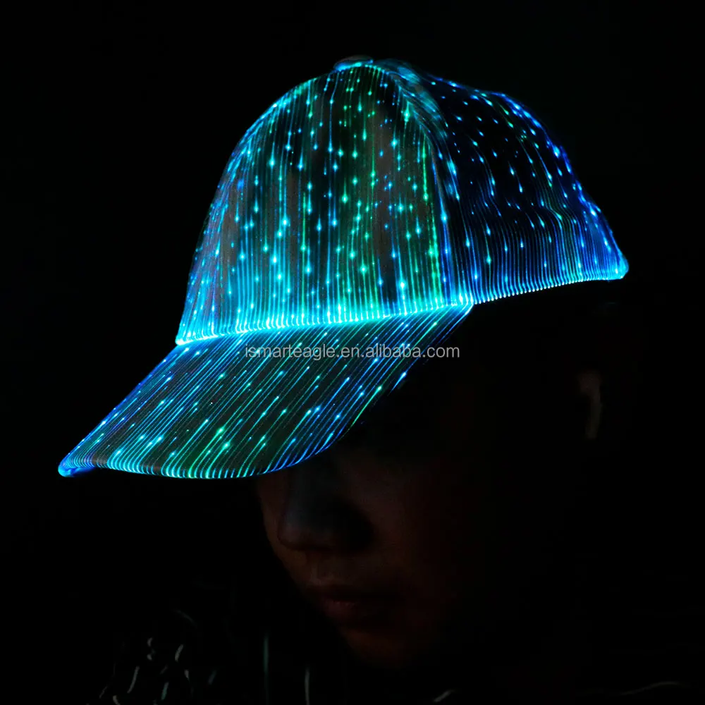 iSmart Party Rave Fashion LED Light Up Sport Hat Glowing Flashing Baseball Hat Luminous LED Fiber Optic Hip Hop Hat