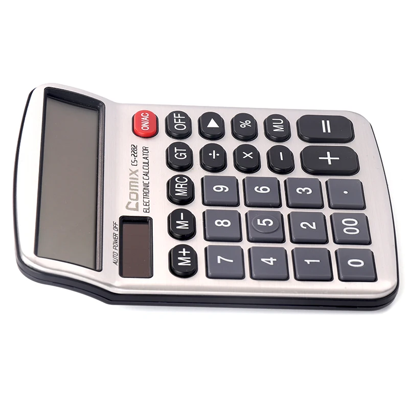 Comix hot selling 12 Digits Two Way Power Battery and Solar Desktop Financial Calculators with Easy-to-Press Big Buttons