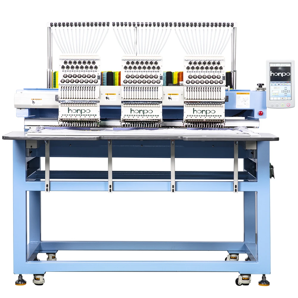 HONPO Best 3 head Industrial embroidery machine for caps sweaters