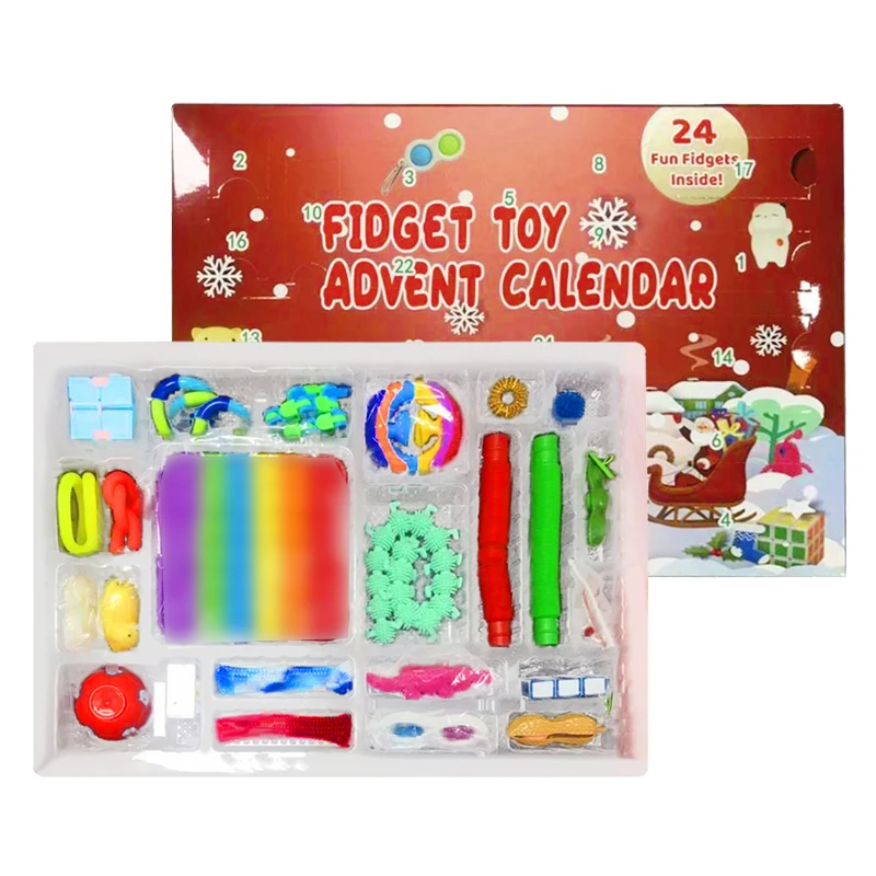 2021 оптовая продажа Amazon популярный Рождественский 24 дня обратный отсчет календарь набор игрушек для детей подарок фиджет календарь для Адвента/