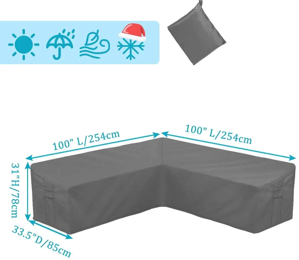 Heavy Duty Waterproof Patio Sofa Cover Waterproof Outdoor Sectional Cover Couch Anti-Fade Sofa Set Furniture Cover