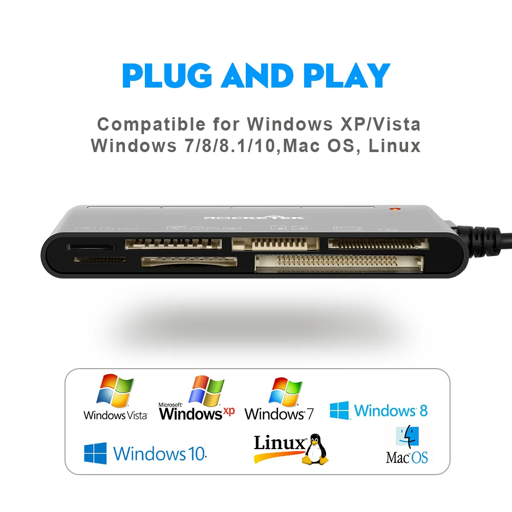 Игровая мышь Rocketek 7 в 1 USB3.0 памяти карт-ридер для CF/MS M2 XD TF считыватели