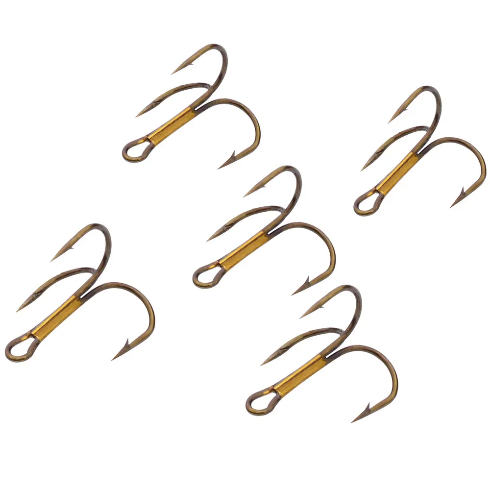 TOPIND 35647 50 Pcs/Bag Black Wholesale Supplier Best Quality Durable Barbed Tawny Silver Treble Fishing Hooks
