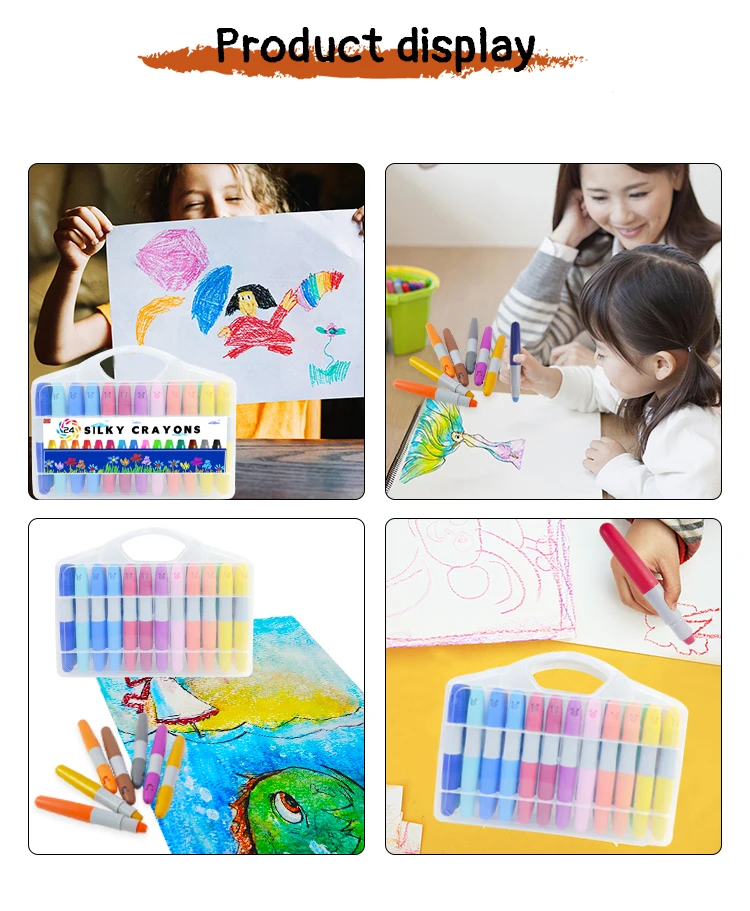 Bulk Grasp Baby Wax Children Tempera Paint Watercolor Pigment Sunny Silky Oil Painting Box For Kid Restaurant Honey Stick Crayon