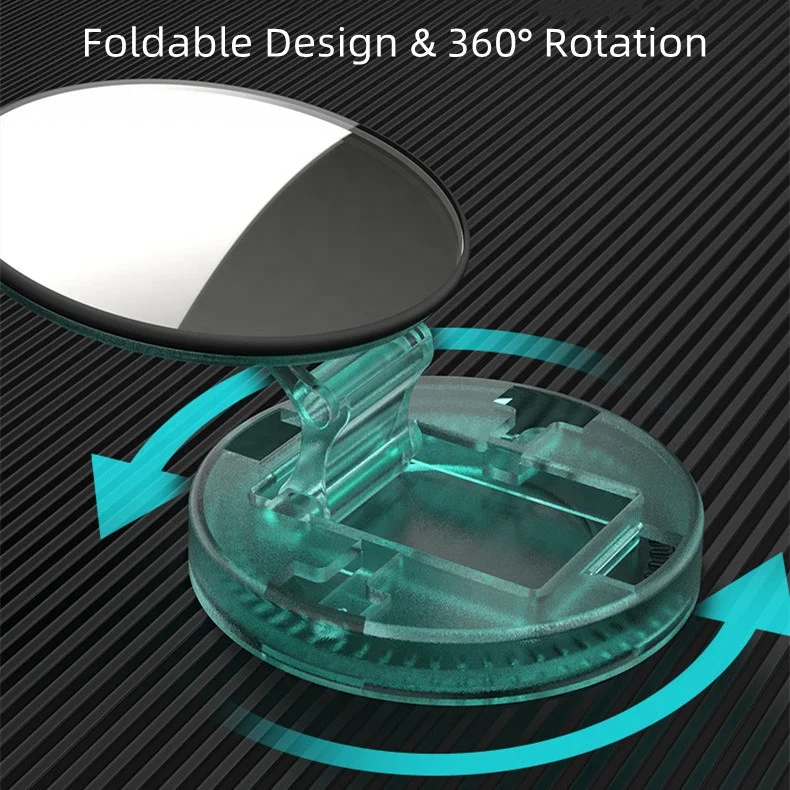 3R Small Round Car Blind Spot Mirror,  Foldable Adhesive Side View Mirror, Transparent Automobile Rear view Mirror