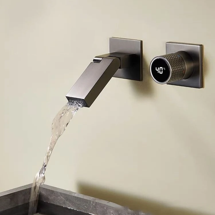 factory custom bathroom smart led light digital display faucet firmer durable wall mounted rotatable faucet basin water taps