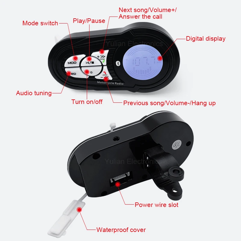 Waterproof Motorcycle Mp3 Audio Speaker Fm Radio Automobile Amplifier Alarm System