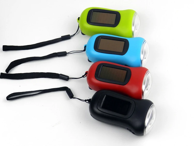 Hiking Camping Survival Emergency Rechargeable Dynamo LED Torch Hand Crank Solar Flashlight