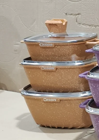 Hot Selling 6pcs set 20/24/28cm Cooking Pot Set  Cookware Granite Cartoon Cookware Set Stainless Steel