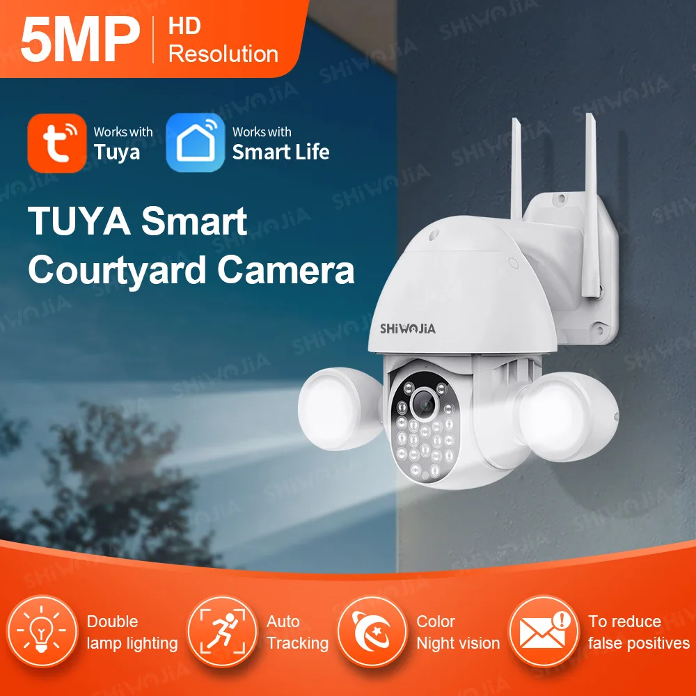 Tuya Wireless Ptz CCTV Security Kamera  Exterior Inteligente WIFI Audio 360 Alexa 1080P IP  Network camera