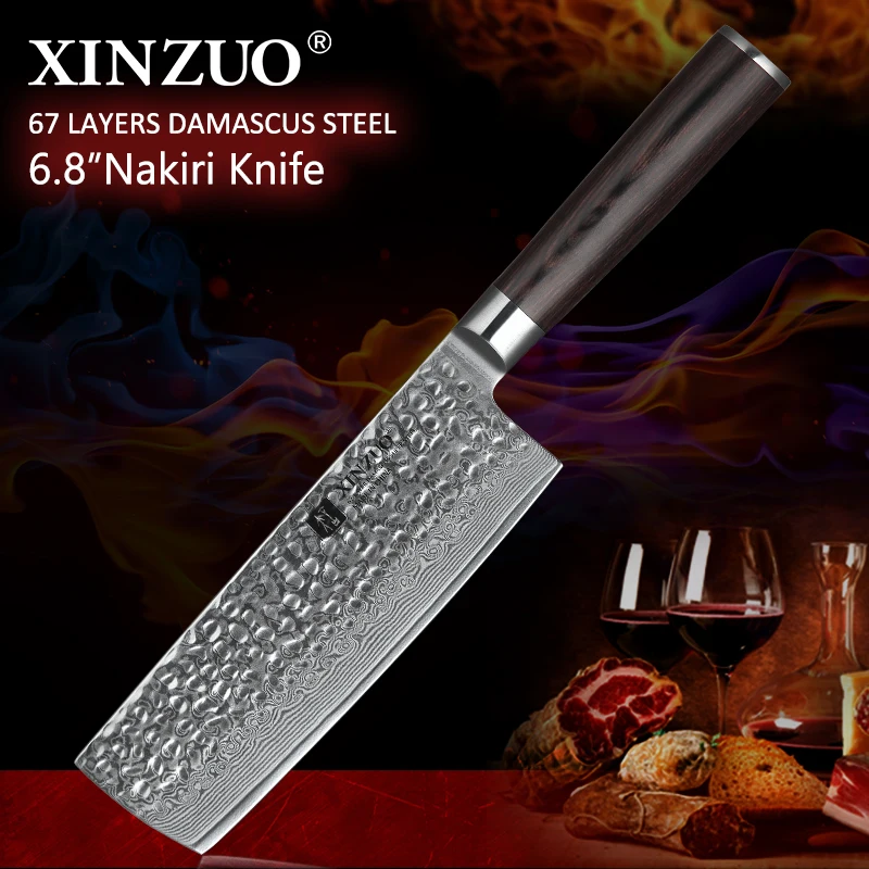 Handmade Japanese Style Nakiri Knife 67 Layers Damascus Stainless Steel Cooking Sharp Vegetable Knives With Pakka