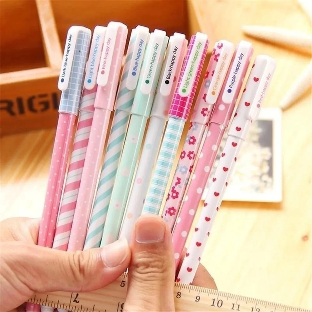 10 Pcs/Set Color Pen Flower Animal Starry Star Sweet Flora Colored Gel Pen 0.38mm Cute Pens for School Stationary