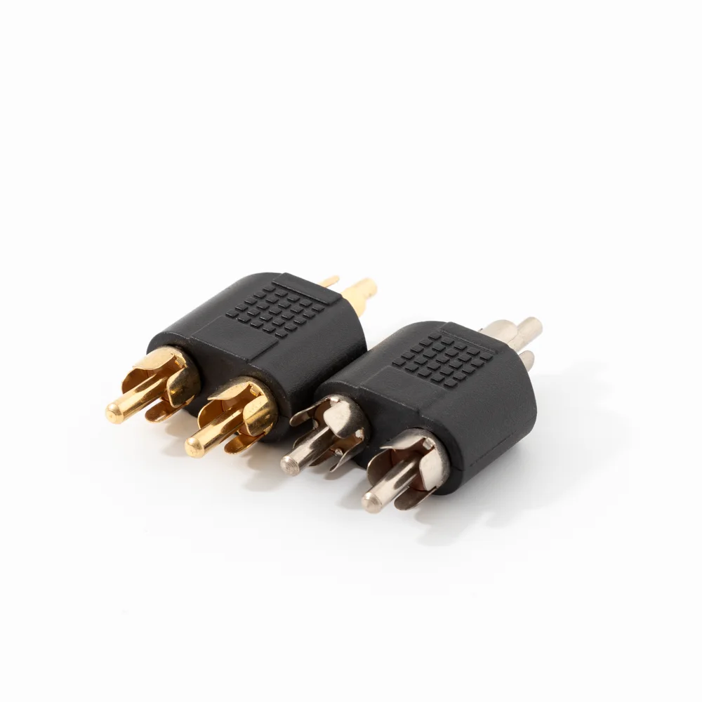 Nickel RCA male plug to dual plugs video adapter for audio&video