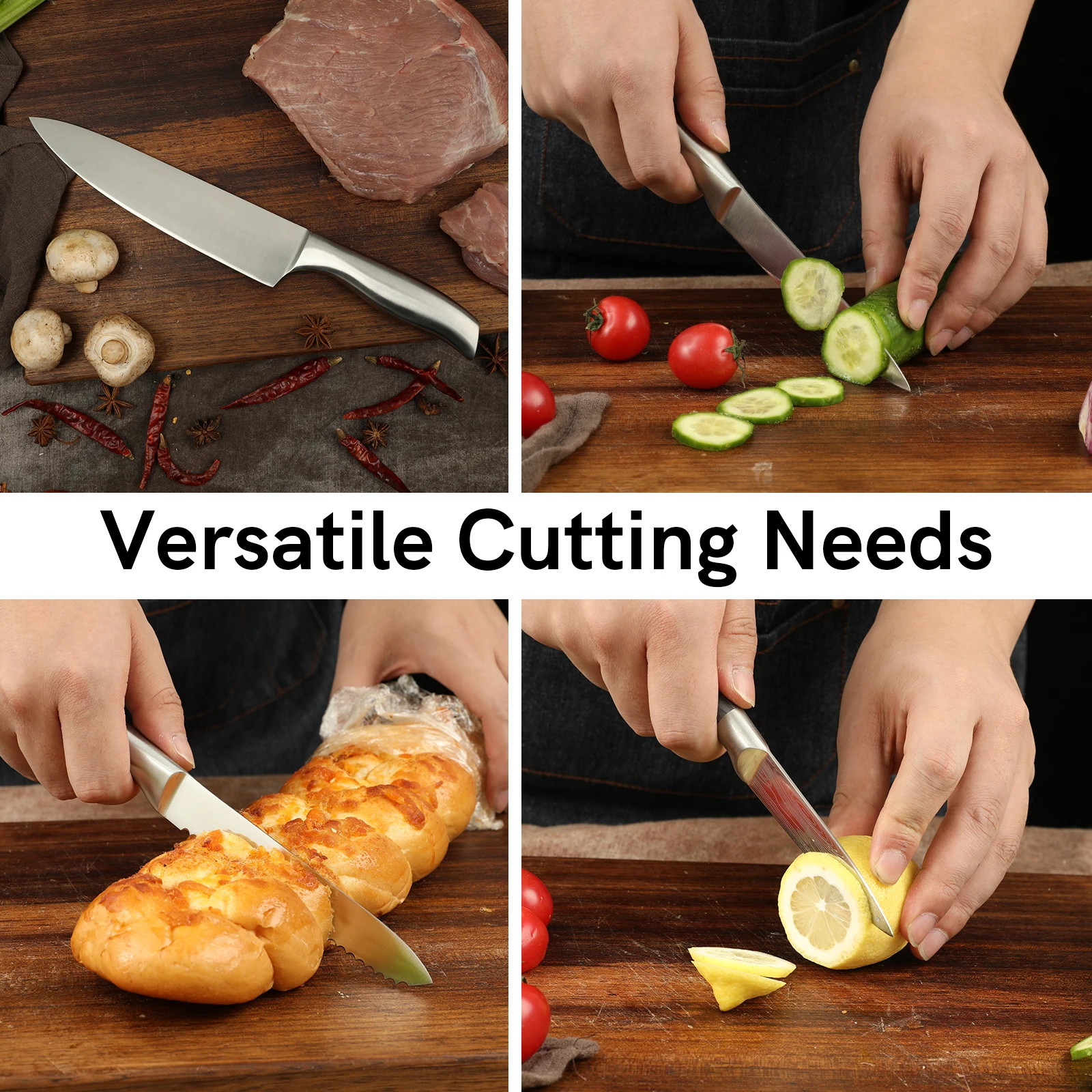 High Quality Carbon Stainless Steel 16 pcs Set Kitchen Knives with Knife holder Chef sets Nakiri Kitchen Knife Sets