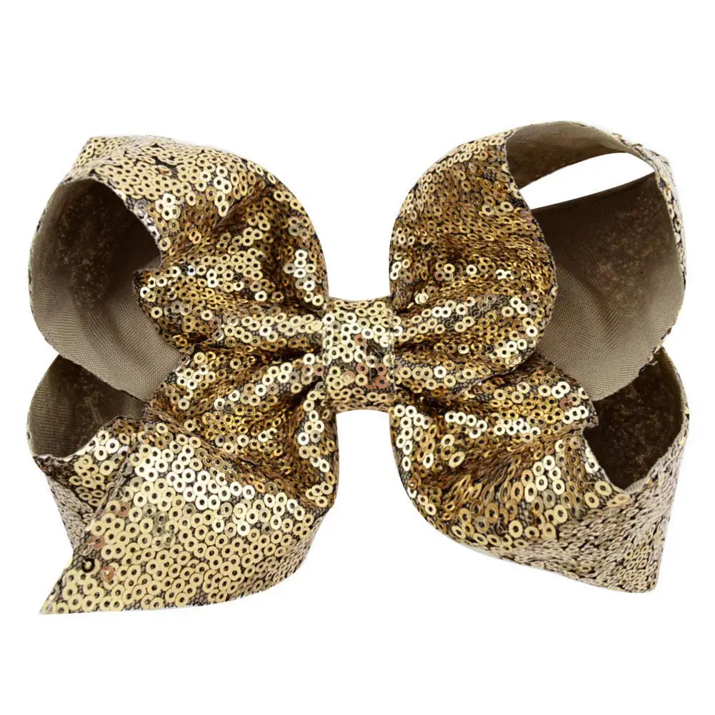 IFOND Baby 8 Inch Hair Bows Sparkly Glitter Sequin Bows Hair Clips For Toddlers Girls Rainbow Hair Accessories
