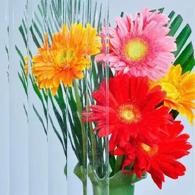 deep-etched color bronze diamond glacier extra clear ceramic frit 5mm pinhead 4mm flute pattern glass